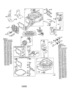 Cylinder And Crankshaft Diagram and Parts List for 123K02-0478-E1  Briggs and Stratton Engine